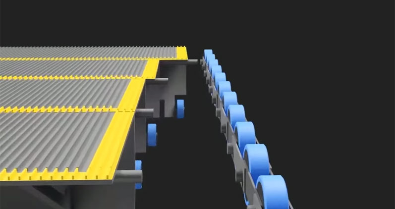 Animación 3D de cómo funciona la escalera mecánica